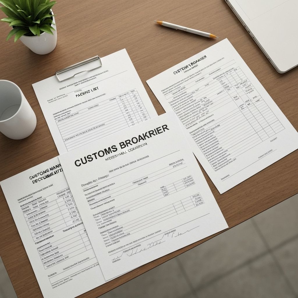 Customs officer reviewing documents